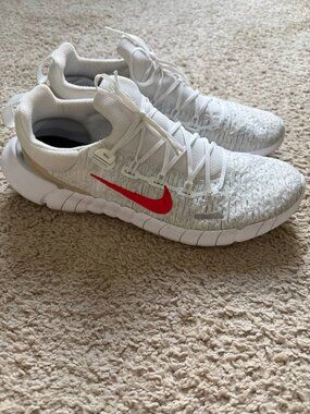 Nike Free RN 5.0 Next Nature Mens Sz 10.5 White Siren Red CZ1884-101 Running